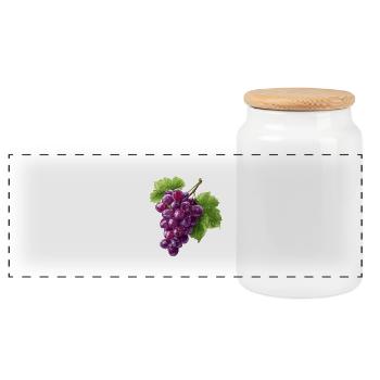 red grapes - Panoramic Cookie Jar with Wooden Lid - white - Front