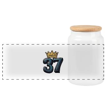 37 Number Krone - Panoramic Cookie Jar with Wooden Lid - white - Front