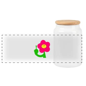 Fuck You Flower - Panorama Keksdose mit Holzdeckel - Weiß - Vorne