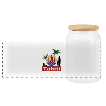 tahiti - Panoramic Cookie Jar with Wooden Lid - white - Front