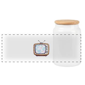 Retro TV - Panorama Keksdose mit Holzdeckel - Weiß - Vorne