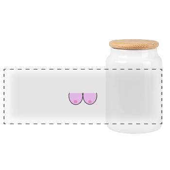 boobs - Panoramic Cookie Jar with Wooden Lid - white - Front