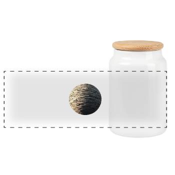 Stein Sphäre - Panorama Keksdose mit Holzdeckel - Weiß - Vorne