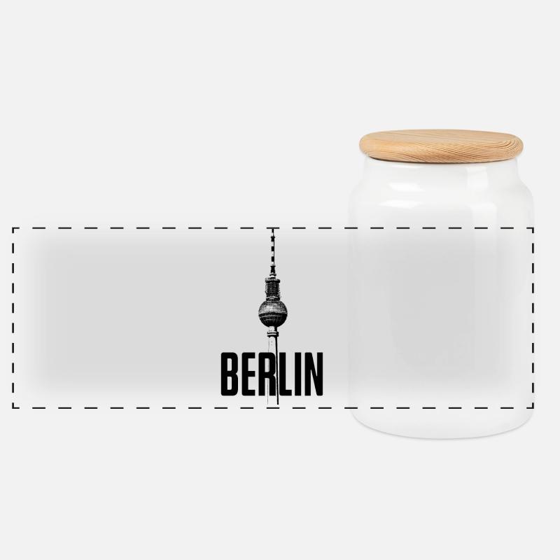 Fernsehturm Berlin - Panorama Keksdose mit Holzdeckel - Weiß