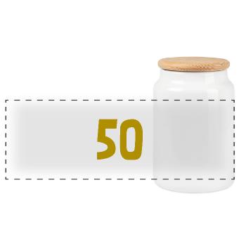50. 50 YEARS. 50th ANNIVERSARY. 50TH ANNIVERSARY. - Panoramic Cookie Jar with Wooden Lid - white - Front