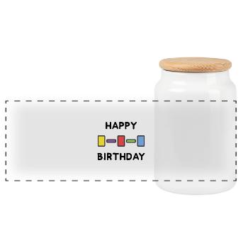 JOYEUX ANNIVERSAIRE. HAPPY BIRTHDAY. ANNIVERSAIRE. - Boîte à biscuits avec couvercle en bois - blanc - Devant