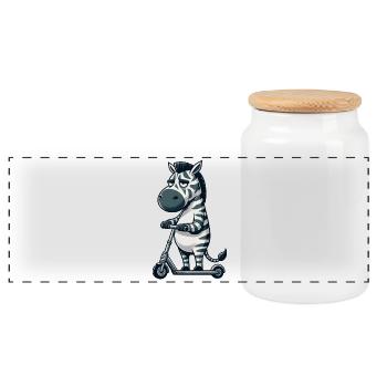 Mürrisches Zebra Roller Comic Rollerspaß - Panorama Keksdose mit Holzdeckel - Weiß - Vorne
