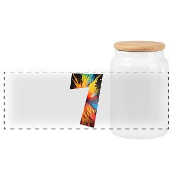 NUMBER 7 YEARS 7TH BIRTHDAY - Panoramic Cookie Jar with Wooden Lid - white - Front