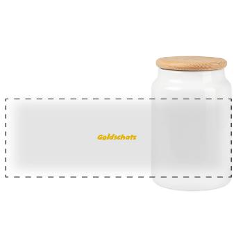 Gold treasure motif with glitter accents - Panoramic Cookie Jar with Wooden Lid - white - Front