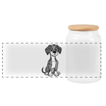 Great Dane Dog Cute - Panoramic Cookie Jar with Wooden Lid - white - Front