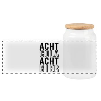 Acht Cola Acht Bier - Panorama Keksdose mit Holzdeckel - Weiß - Vorne