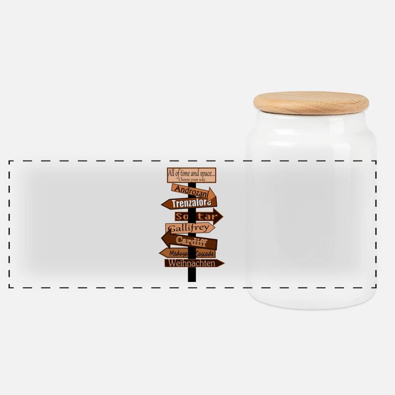 Wegweiser - Panorama Keksdose mit Holzdeckel - Weiß