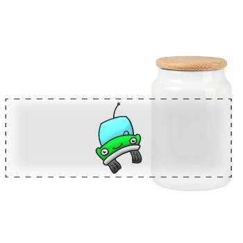 vert voiture - Boîte à biscuits avec couvercle en bois - blanc - Devant