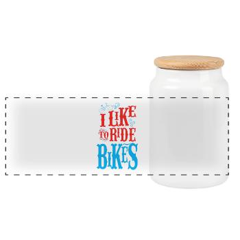 I like to ride bikes - Panorama Keksdose mit Holzdeckel - Weiß - Vorne