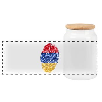 empreintes digitales racines j'aime l'Arménie armenien - Boîte à biscuits avec couvercle en bois - blanc - Devant