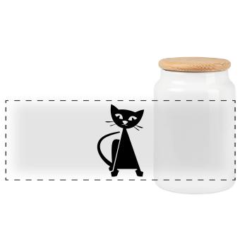 Katze - Panorama Keksdose mit Holzdeckel - Weiß - Vorne