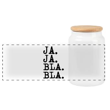 ja ja bla bla - Panorama Keksdose mit Holzdeckel - Weiß - Vorne