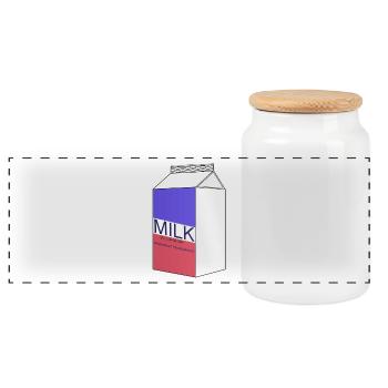 Milch - Panorama Keksdose mit Holzdeckel - Weiß - Vorne