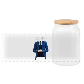Dog in a suit 001 - Panoramic Cookie Jar with Wooden Lid - white - Front