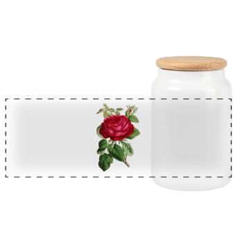 Rose - Panoramic Cookie Jar with Wooden Lid - white - Front