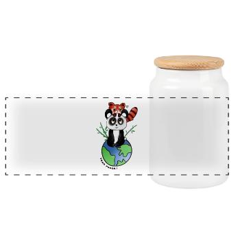 Team Panda - Panorama Keksdose mit Holzdeckel - Weiß - Vorne