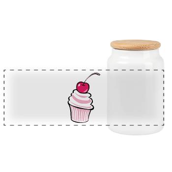 Kirsche Cupcake - Design! - Panorama Keksdose mit Holzdeckel - Weiß - Vorne