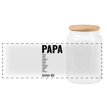 Papa, Vater, Dad, Daddy, Väter, Vatertag besterdad - Panorama Keksdose mit Holzdeckel - Weiß - Vorne