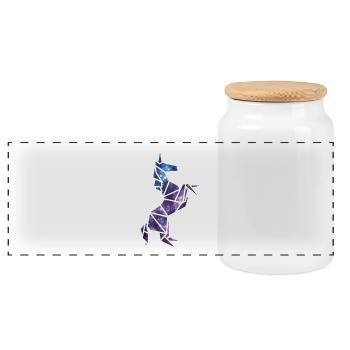 Galaxy Unicorn - Panoramic Cookie Jar with Wooden Lid - white - Front