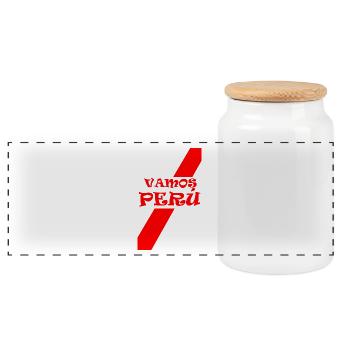 Vamos Peru - Panoramic Cookie Jar with Wooden Lid - white - Front