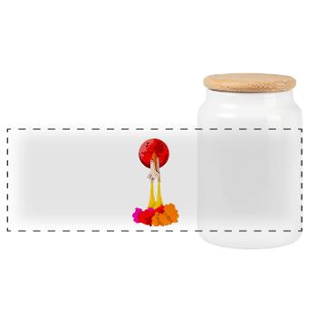 rocket - Panoramic Cookie Jar with Wooden Lid - white - Front