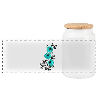 Vrilles de fleur d’azur - Boîte à biscuits avec couvercle en bois - blanc - Devant