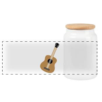 Gitarre - Panorama Keksdose mit Holzdeckel - Weiß - Vorne
