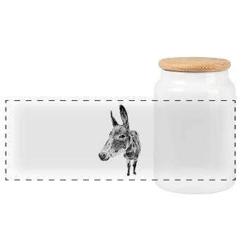 âne - Boîte à biscuits avec couvercle en bois - blanc - Devant