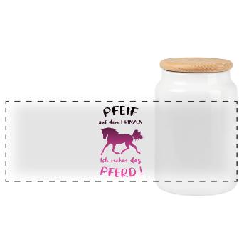 Siffler au prince, je prends le cheval en disant - Boîte à biscuits avec couvercle en bois - blanc - Devant