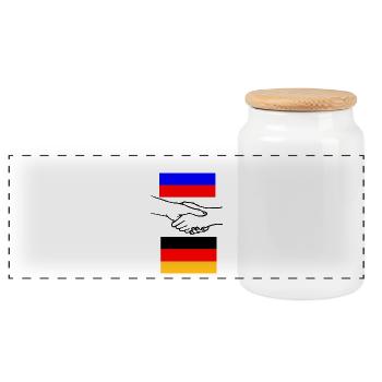 Russland & Deutschland - Panorama Keksdose mit Holzdeckel - Weiß - Vorne