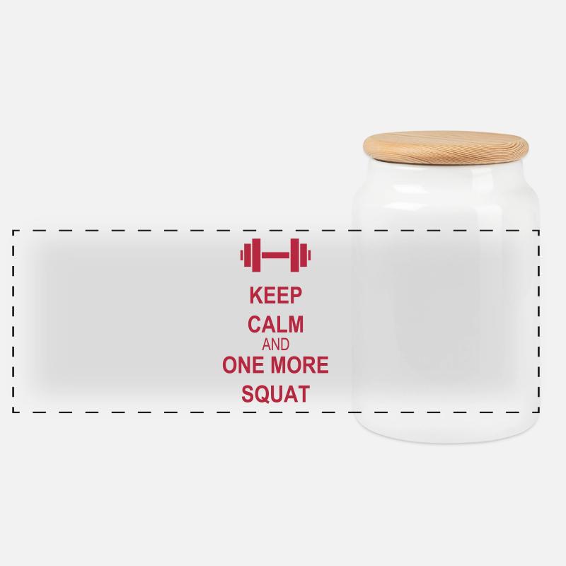 Keep calm and squat - Panorama Keksdose mit Holzdeckel - Weiß