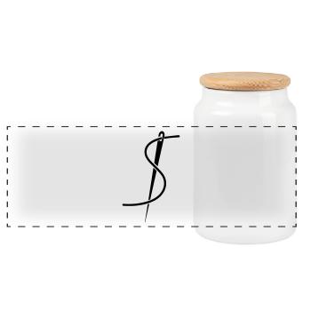 needle - Panoramic Cookie Jar with Wooden Lid - white - Front