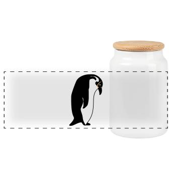 Pinguin - Panorama Keksdose mit Holzdeckel - Weiß - Vorne