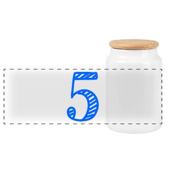 5 YEARS. 5th ANNIVERSARY. BIRTHDAY 5 YEARS. 5 - Panoramic Cookie Jar with Wooden Lid - white - Front