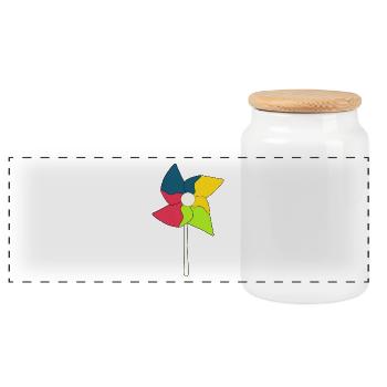 Wind turbine wind turbines - Panoramic Cookie Jar with Wooden Lid - white - Front