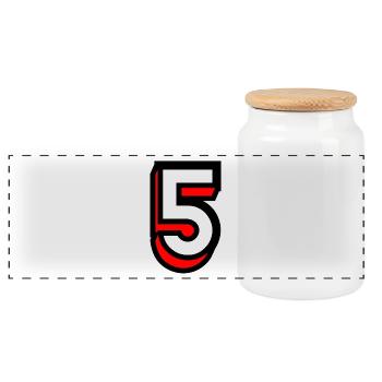 5. 5 YEARS. 5TH ANNIVERSARY. BIRTHDAY 5 YEARS. 5 - Panoramic Cookie Jar with Wooden Lid - white - Front