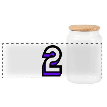 2. 2 YEARS. 2ND ANNIVERSARY. BIRTHDAY 2 YEARS. 2 - Panoramic Cookie Jar with Wooden Lid - white - Front