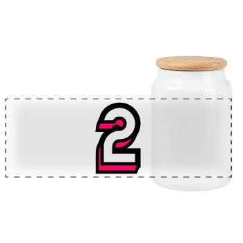 2. 2 YEARS. 2ND ANNIVERSARY. BIRTHDAY 2 YEARS. - Panoramic Cookie Jar with Wooden Lid - white - Front