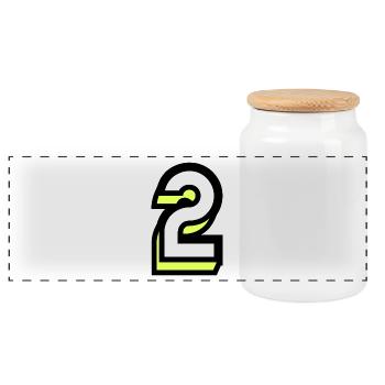 2 YEARS. 2ND ANNIVERSARY. BIRTHDAY 2 YEARS. 2 - Panoramic Cookie Jar with Wooden Lid - white - Front