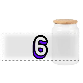 6 ANS. 6e ANNIVERSAIRE. ANNIVERSAIRE 6 ANS. 6 - Boîte à biscuits avec couvercle en bois - blanc - Devant