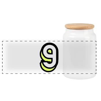 9. 9 YEARS. 9th ANNIVERSARY. BIRTHDAY 9 YEARS - Panoramic Cookie Jar with Wooden Lid - white - Front