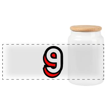 9 YEARS. 9th ANNIVERSARY. BIRTHDAY 9 YEARS. 9 - Panoramic Cookie Jar with Wooden Lid - white - Front