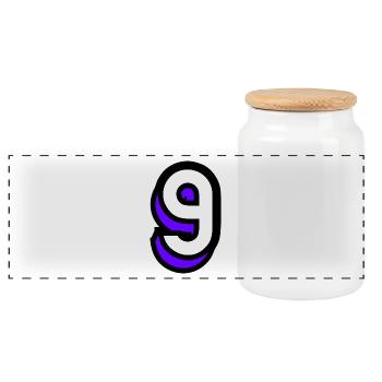 9. 9 YEARS. 9th ANNIVERSARY. BIRTHDAY 9 YEARS. 9 - Panoramic Cookie Jar with Wooden Lid - white - Front