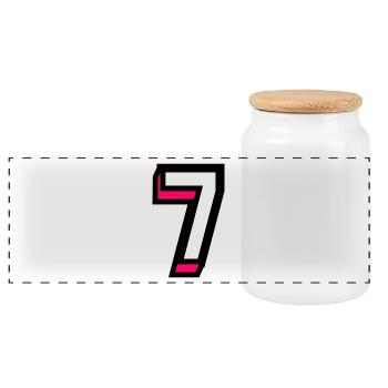 7 YEARS. 7th ANNIVERSARY. BIRTHDAY 7 YEARS. 7 - Panoramic Cookie Jar with Wooden Lid - white - Front