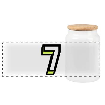 7 YEARS. 7th ANNIVERSARY. BIRTHDAY 7 YEARS. 7 - Panoramic Cookie Jar with Wooden Lid - white - Front